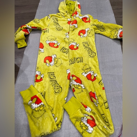 [Adult: S]Grinch Hooded Onesie Pajamas - Picture 1 of 8
